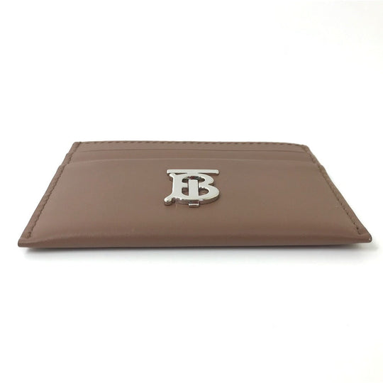 BURBERRY Card Case leather Brown logo Women Used Authentic