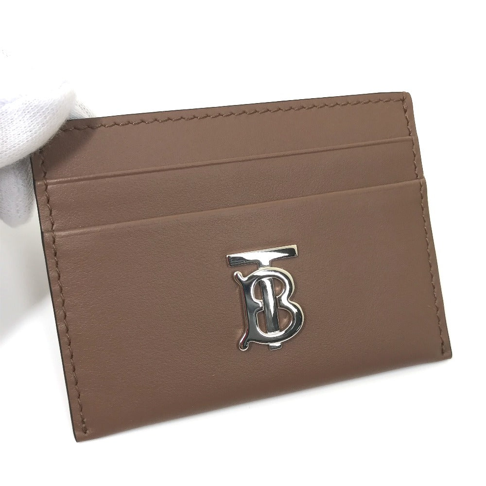 BURBERRY Card Case leather Brown logo Women Used Authentic
