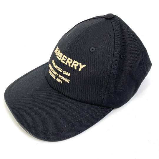BURBERRY cap 8057625 cotton black Baseball cap logo mens M Used Authentic