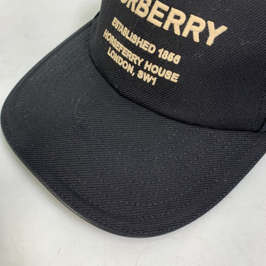BURBERRY cap 8057625 cotton black Baseball cap logo mens M Used Authentic