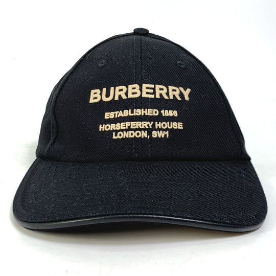 BURBERRY cap 8057625 cotton black Baseball cap logo mens M Used Authentic