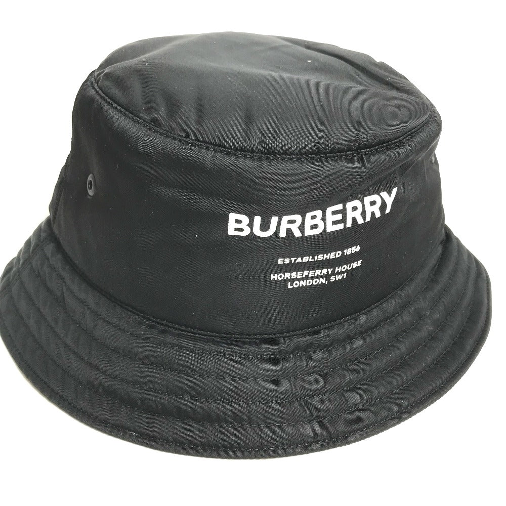 BURBERRY hat 8044081 Nylon black Horseferry logo mens L Used Authentic