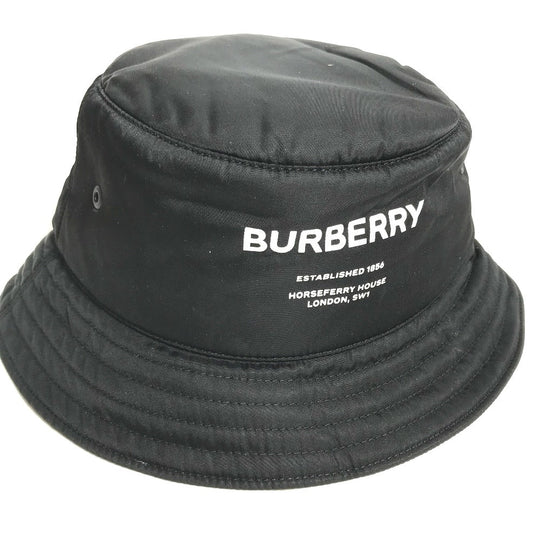 BURBERRY hat 8044081 Nylon black Horseferry logo mens L Used Authentic
