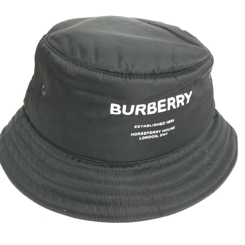 BURBERRY hat 8044081 Nylon black Horseferry logo mens L Used Authentic