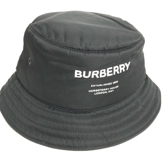 BURBERRY hat 8044081 Nylon black Horseferry logo mens L Used Authentic