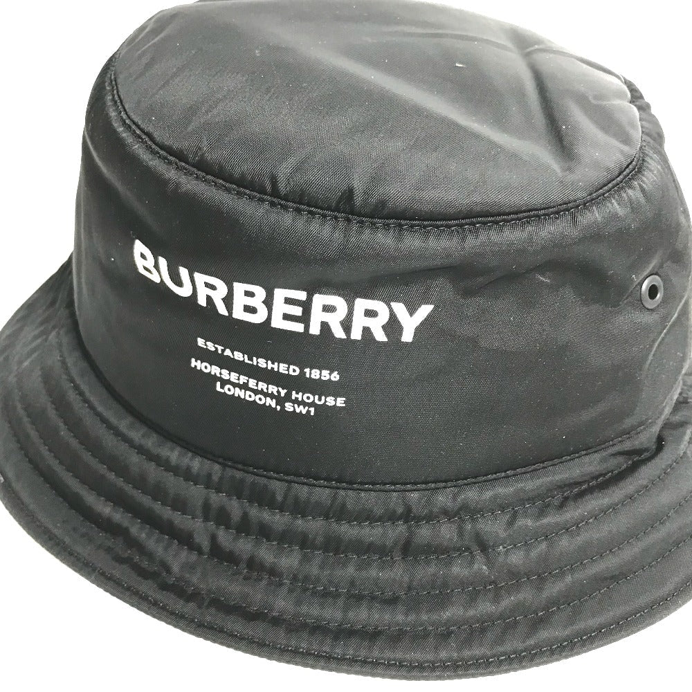 BURBERRY hat 8044081 Nylon black Horseferry logo mens L Used Authentic