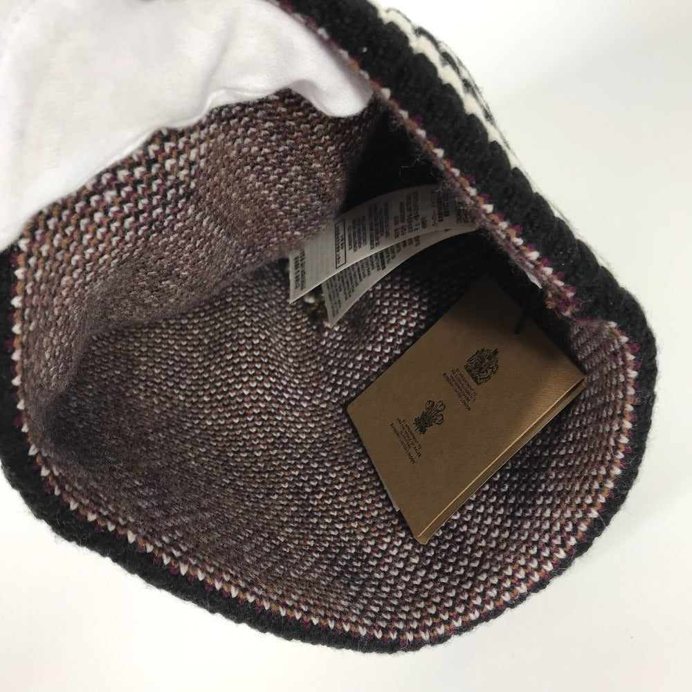 BURBERRY Knit hat 8049580 cashmere Brown check Women Used Authentic