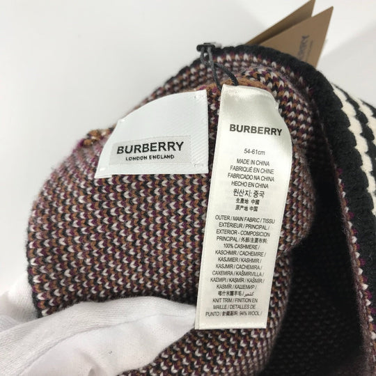 BURBERRY Knit hat 8049580 cashmere Brown check Women Used Authentic