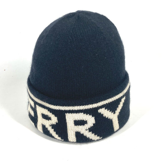 BURBERRY Knit hat cashmere black logo mens(Unisex) Used Authentic