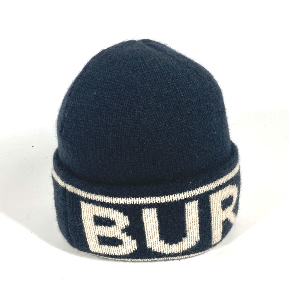 BURBERRY Knit hat cashmere black logo mens(Unisex) Used Authentic
