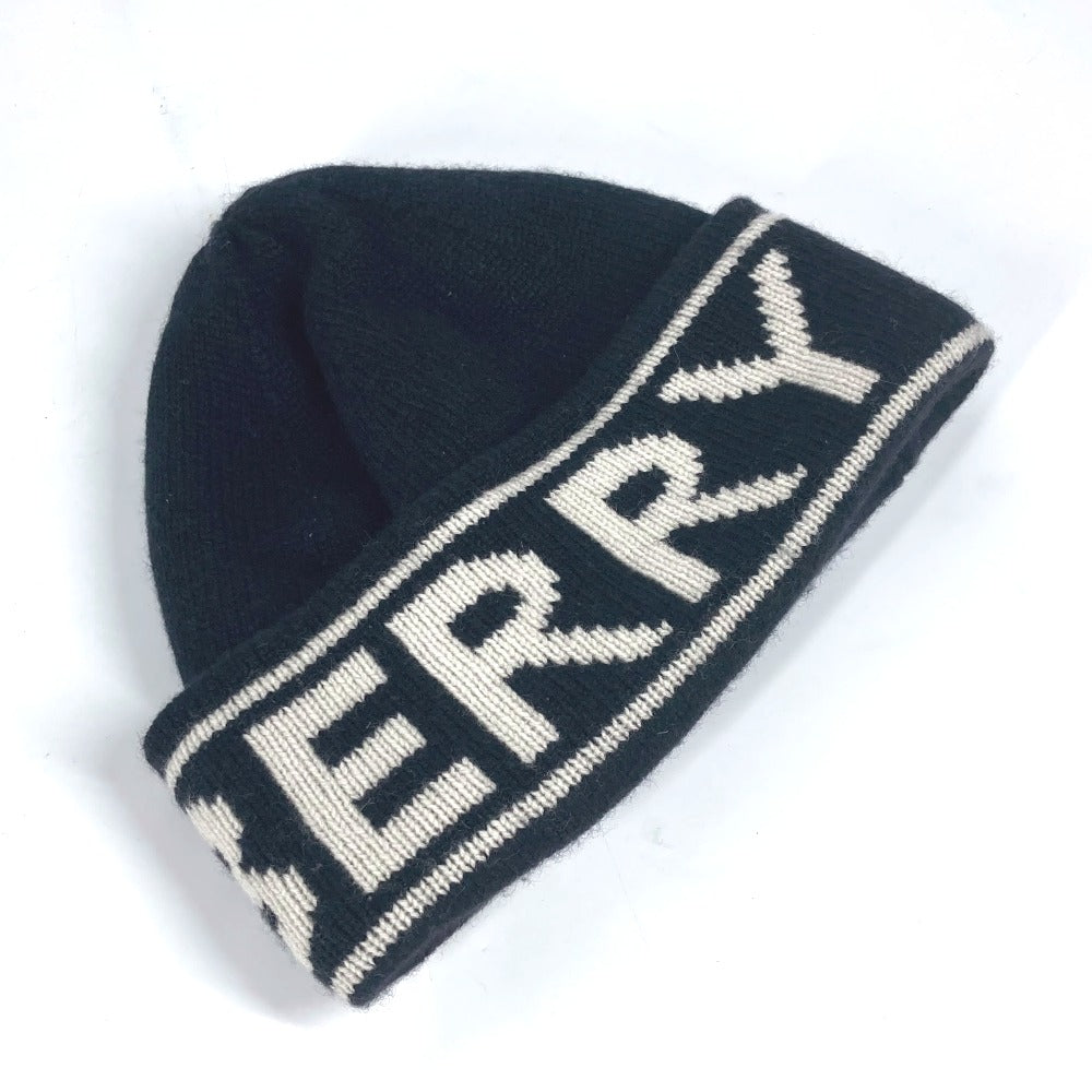BURBERRY Knit hat cashmere black logo mens(Unisex) Used Authentic