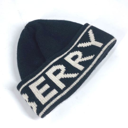 BURBERRY Knit hat cashmere black logo mens(Unisex) Used Authentic