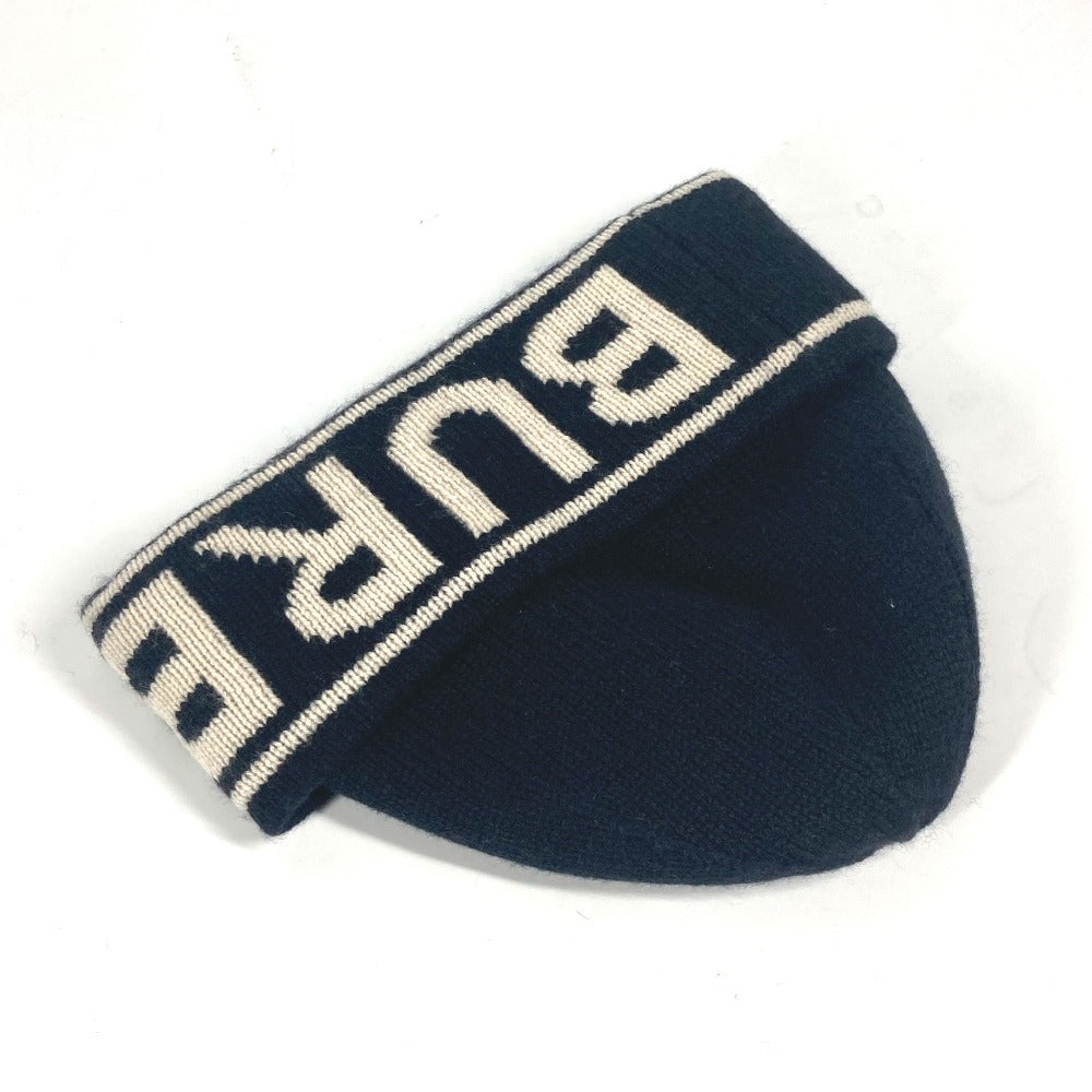 BURBERRY Knit hat cashmere black logo mens(Unisex) Used Authentic