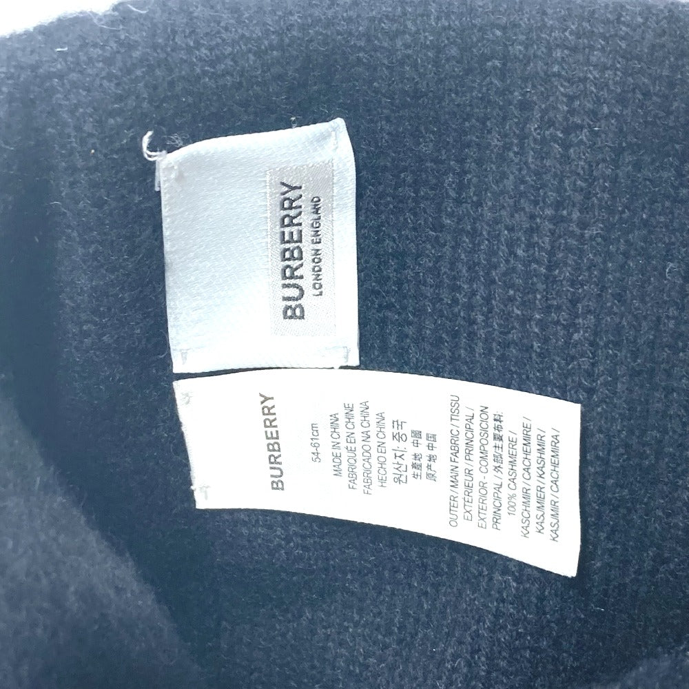 BURBERRY Knit hat cashmere black logo mens(Unisex) Used Authentic