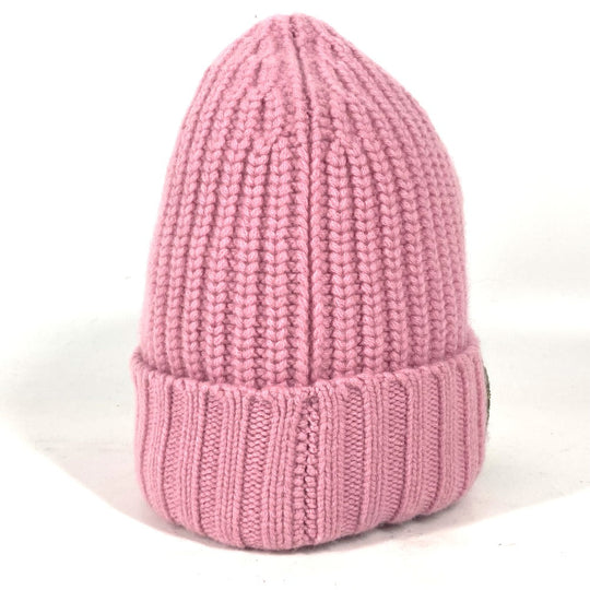 BURBERRY Knit hat Wool, Cashmere pink beanie hat knit hat knit cap Patch logo Women Used Authentic