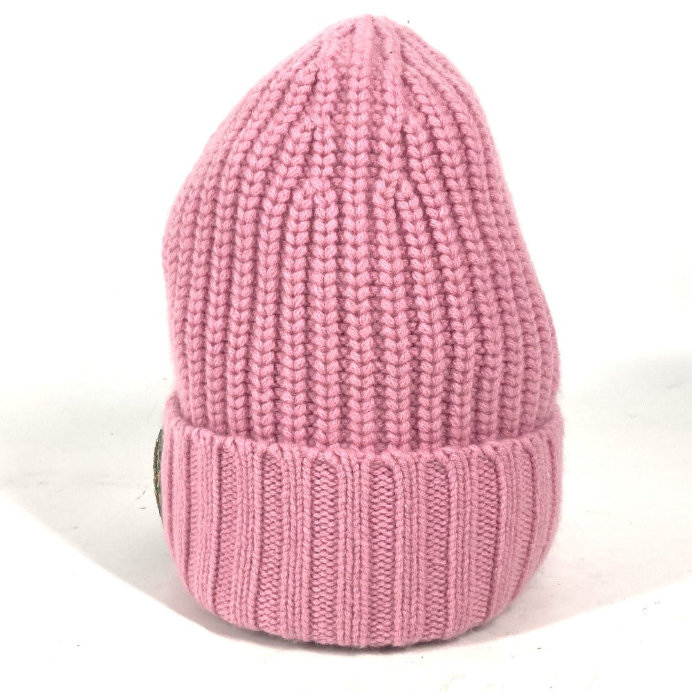 BURBERRY Knit hat Wool, Cashmere pink beanie hat knit hat knit cap Patch logo Women Used Authentic