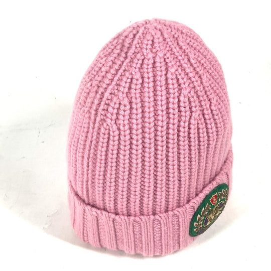 BURBERRY Knit hat Wool, Cashmere pink beanie hat knit hat knit cap Patch logo Women Used Authentic