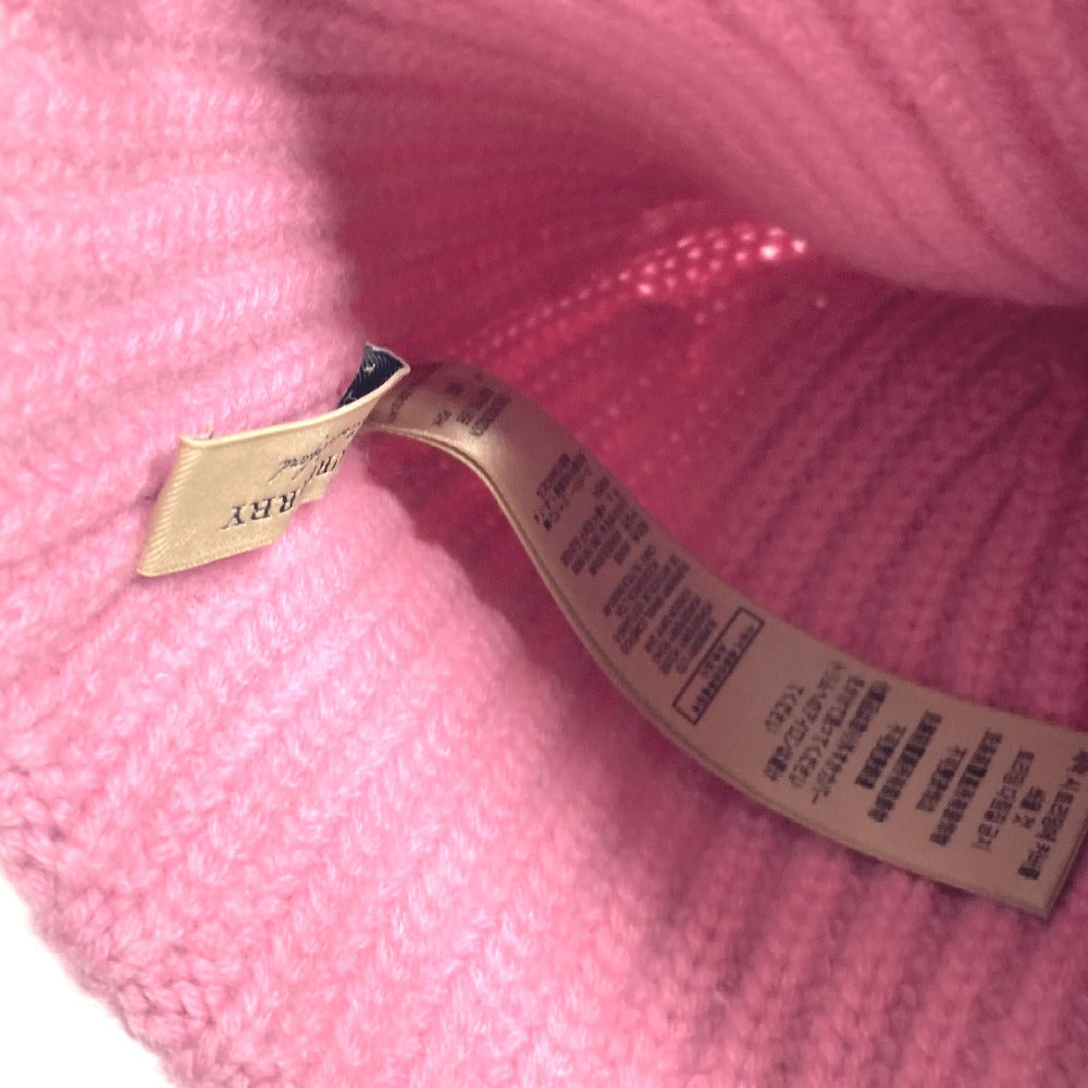 BURBERRY Knit hat Wool, Cashmere pink beanie hat knit hat knit cap Patch logo Women Used Authentic