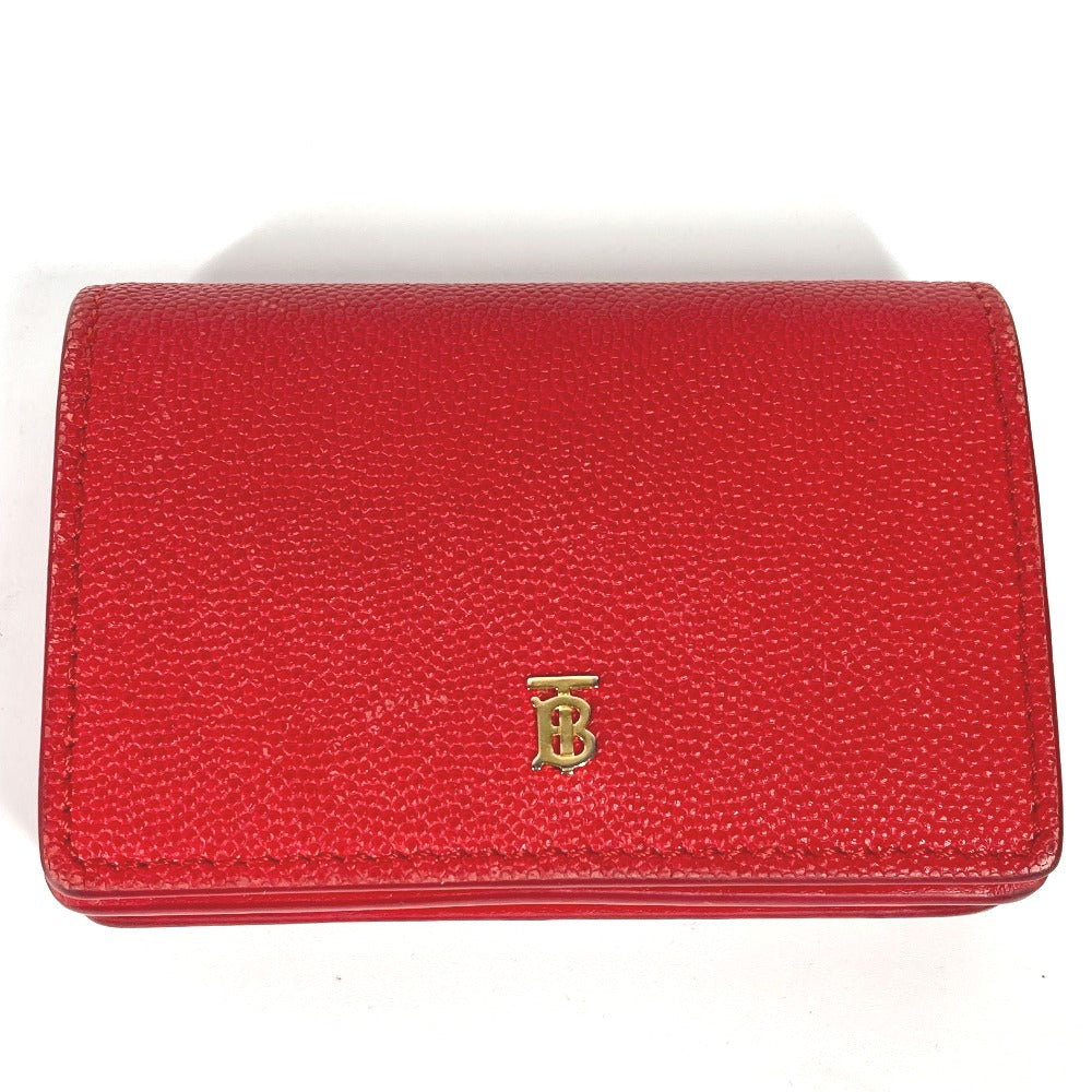 BURBERRY Folded wallet leather Red TB Women Used Authentic