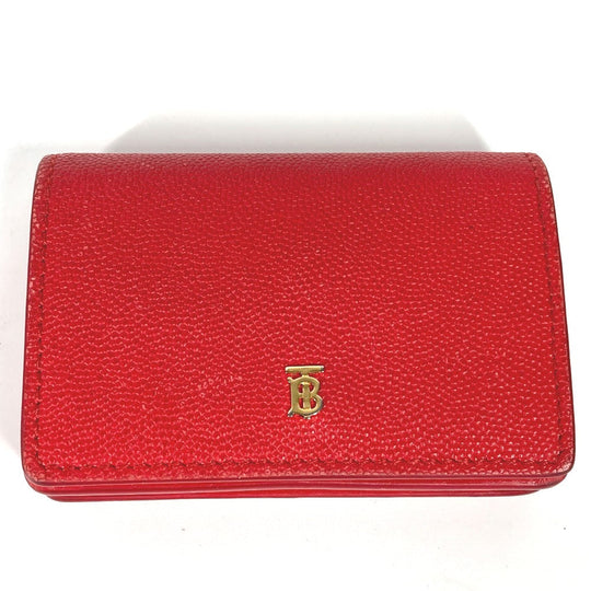 BURBERRY Folded wallet leather Red TB Women Used Authentic