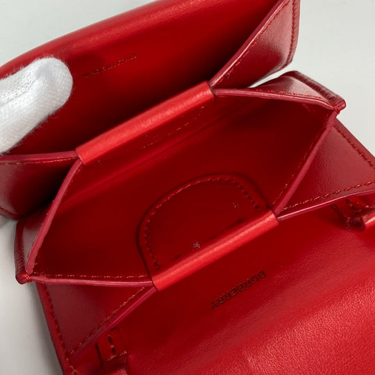 BURBERRY Folded wallet leather Red TB Women Used Authentic