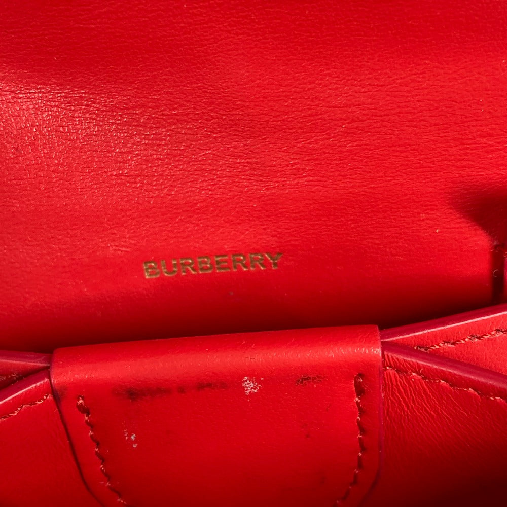 BURBERRY Folded wallet leather Red TB Women Used Authentic