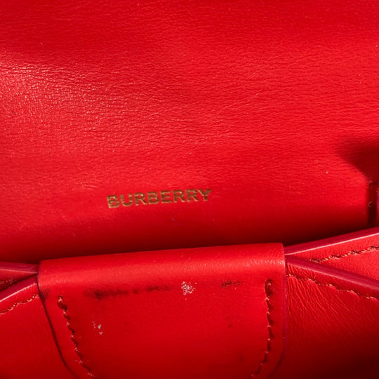 BURBERRY Folded wallet leather Red TB Women Used Authentic