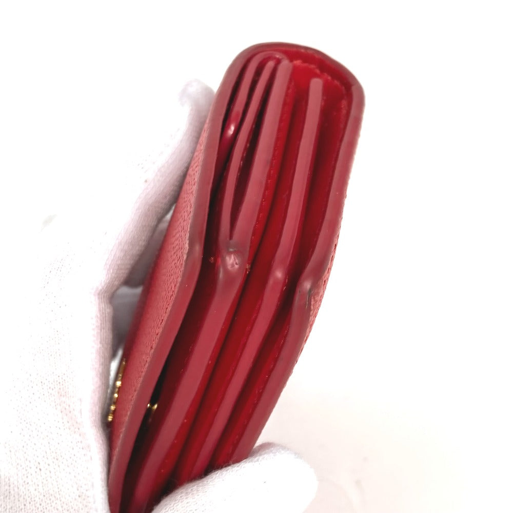 BURBERRY Folded wallet leather Red TB Women Used Authentic