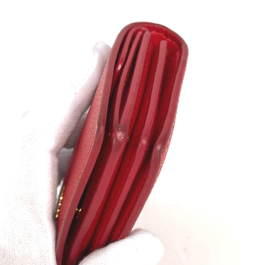 BURBERRY Folded wallet leather Red TB Women Used Authentic