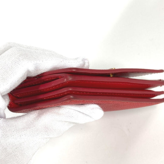 BURBERRY Folded wallet leather Red TB Women Used Authentic