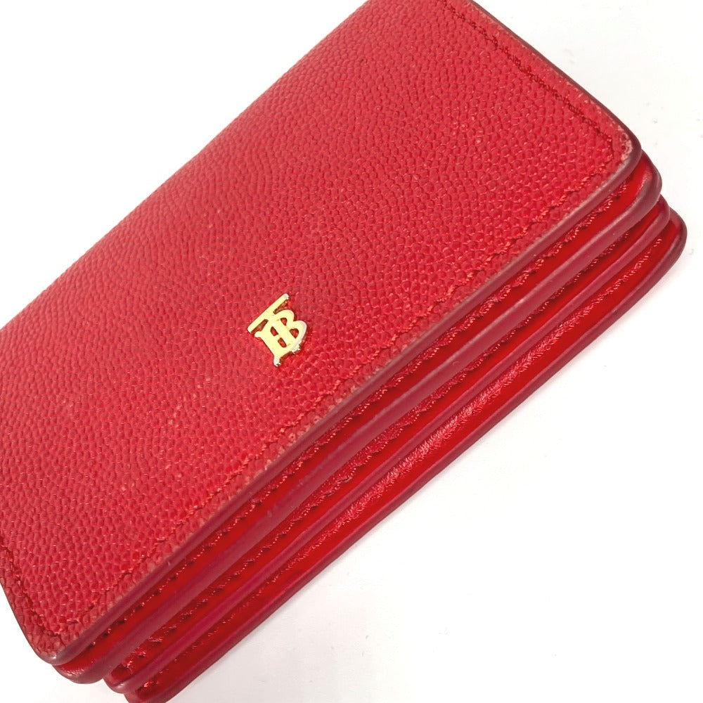 BURBERRY Folded wallet leather Red TB Women Used Authentic