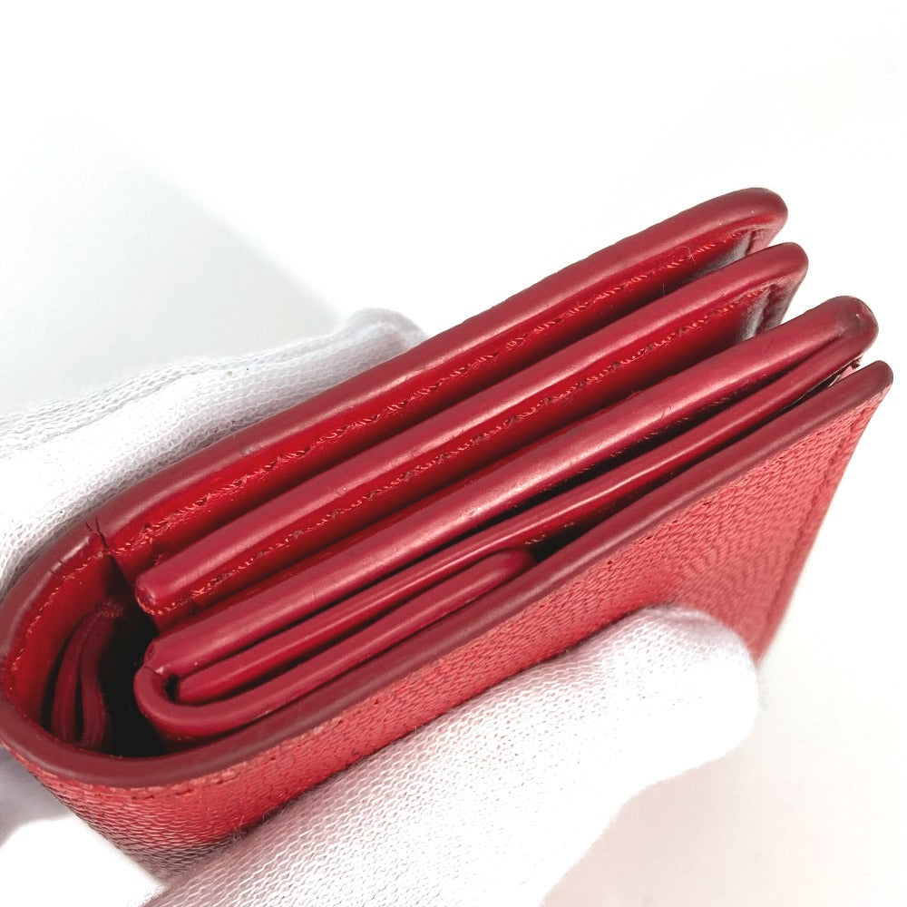 BURBERRY Folded wallet leather Red TB Women Used Authentic