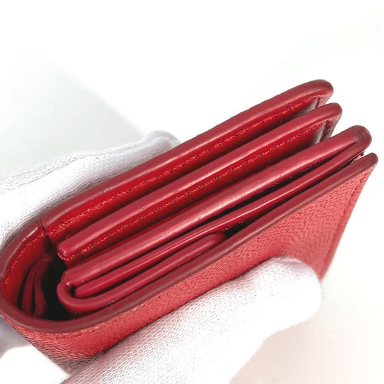 BURBERRY Folded wallet leather Red TB Women Used Authentic