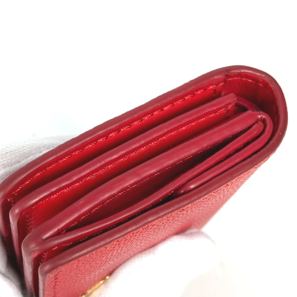 BURBERRY Folded wallet leather Red TB Women Used Authentic