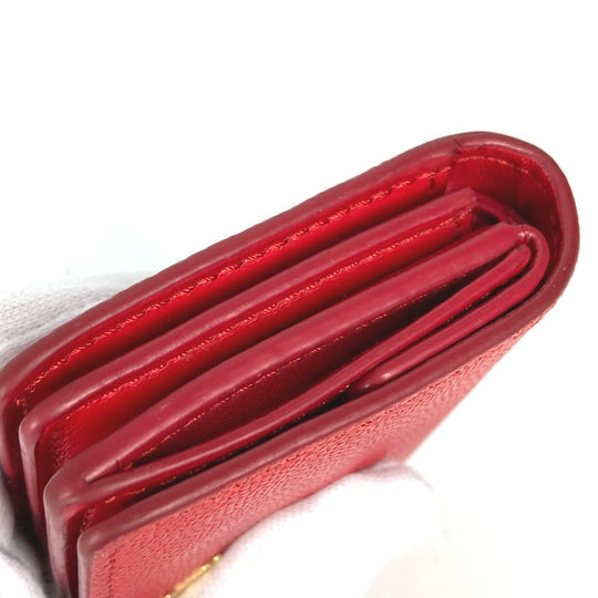 BURBERRY Folded wallet leather Red TB Women Used Authentic