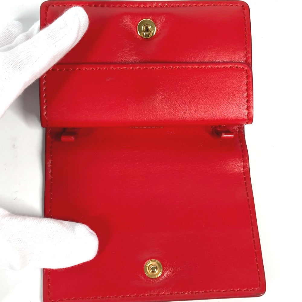 BURBERRY Folded wallet leather Red TB Women Used Authentic