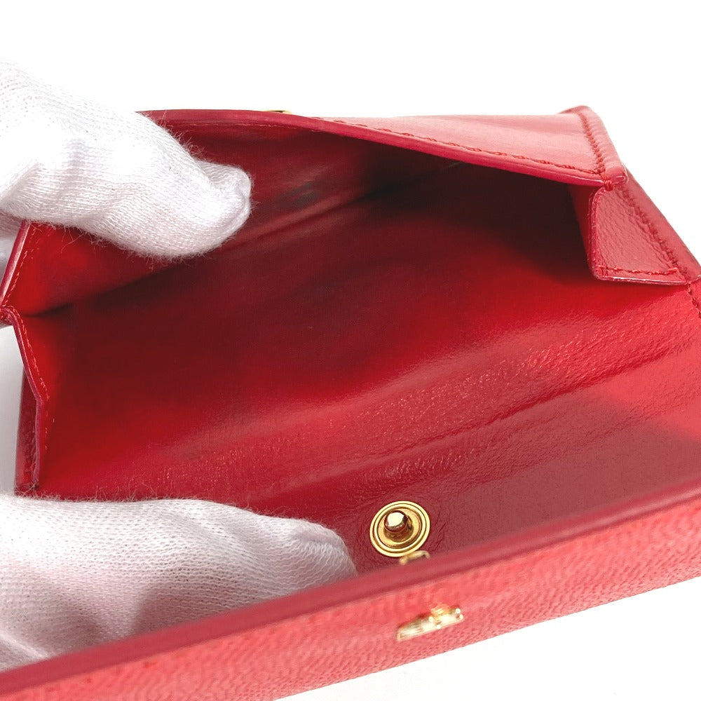 BURBERRY Folded wallet leather Red TB Women Used Authentic