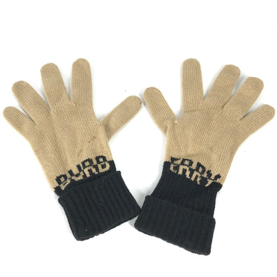 BURBERRY gloves wool beige By color logo Women Used Authentic