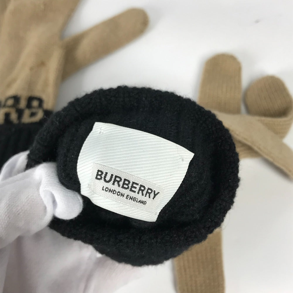 BURBERRY gloves wool beige By color logo Women Used Authentic