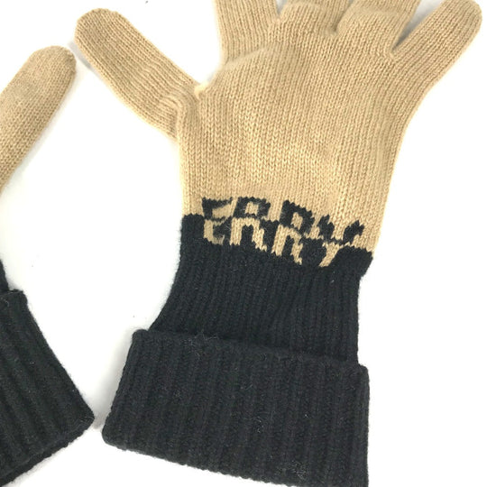 BURBERRY gloves wool beige By color logo Women Used Authentic