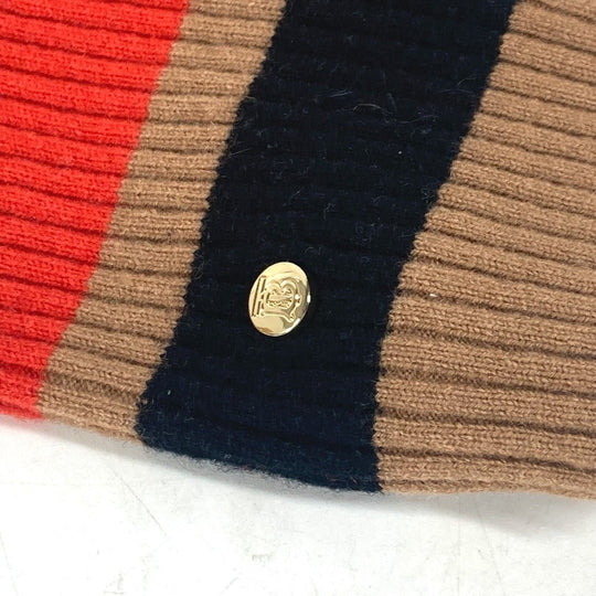 BURBERRY gloves 8037093 Wool/Cashmere, Nylon Brown logo TB border Women S/M Used Authentic