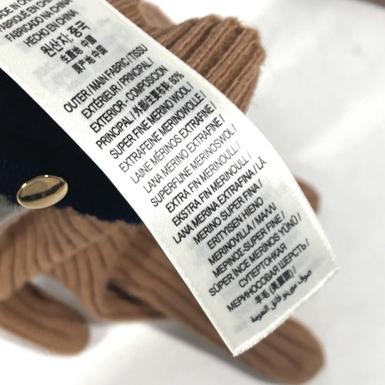 BURBERRY gloves 8037093 Wool/Cashmere, Nylon Brown logo TB border Women S/M Used Authentic