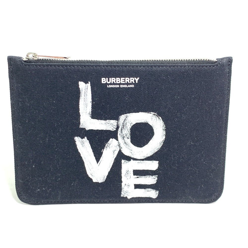 BURBERRY Pouch canvas black Makeup pouch Cosmetics Pouch LOVE Women Used Authentic