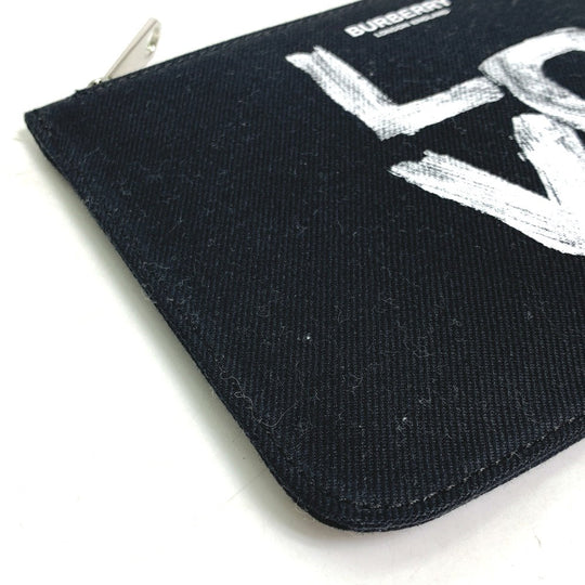 BURBERRY Pouch canvas black Makeup pouch Cosmetics Pouch LOVE Women Used Authentic