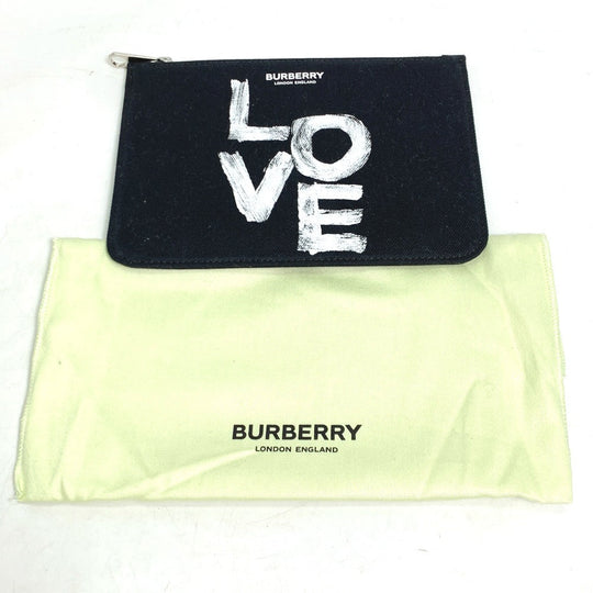 BURBERRY Pouch canvas black Makeup pouch Cosmetics Pouch LOVE Women Used Authentic