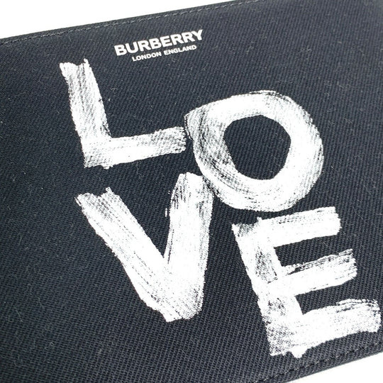 BURBERRY Pouch canvas black Makeup pouch Cosmetics Pouch LOVE Women Used Authentic