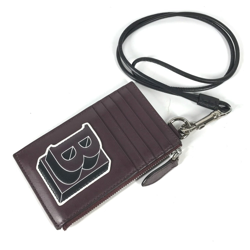 BURBERRY Coin case leather Purple type Wallet Coin Pocket With TB strap mens Used Authentic