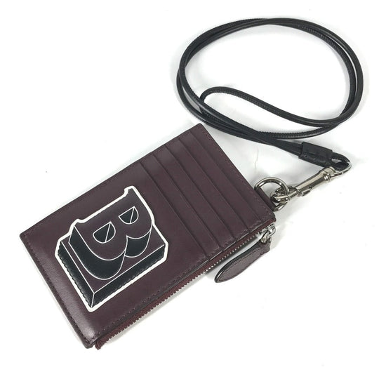 BURBERRY Coin case leather Purple type Wallet Coin Pocket With TB strap mens Used Authentic