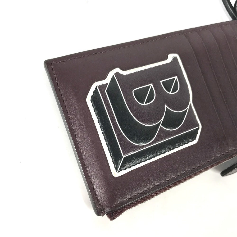 BURBERRY Coin case leather Purple type Wallet Coin Pocket With TB strap mens Used Authentic