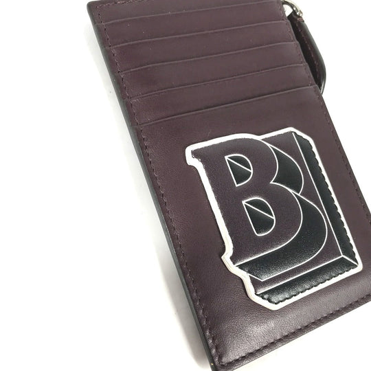 BURBERRY Coin case leather Purple type Wallet Coin Pocket With TB strap mens Used Authentic